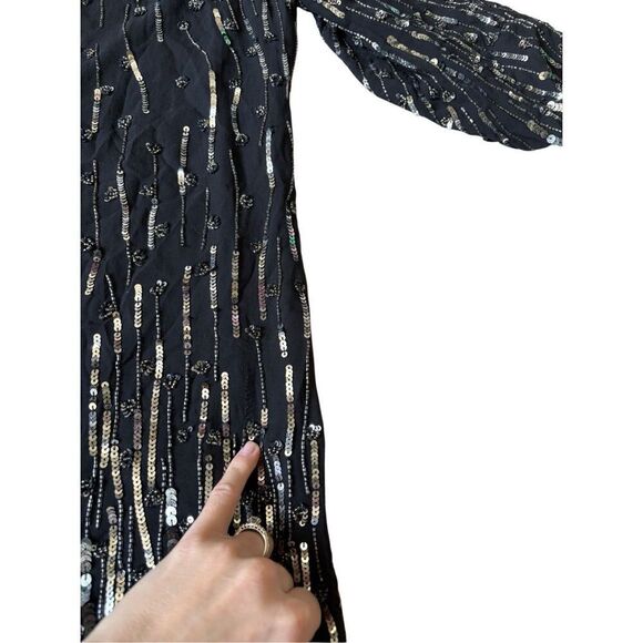 Alice + Olivia Mini Dress Sequin Beaded size XS Black - Picture 12 of 16
